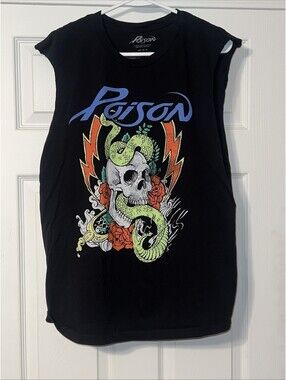 Poison Rock and Roll T-Shirt size L Snake And Skull Logo